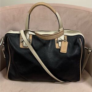 Coach Black Leather Satchel with Contrast Trim | Timeless Everyday Bag